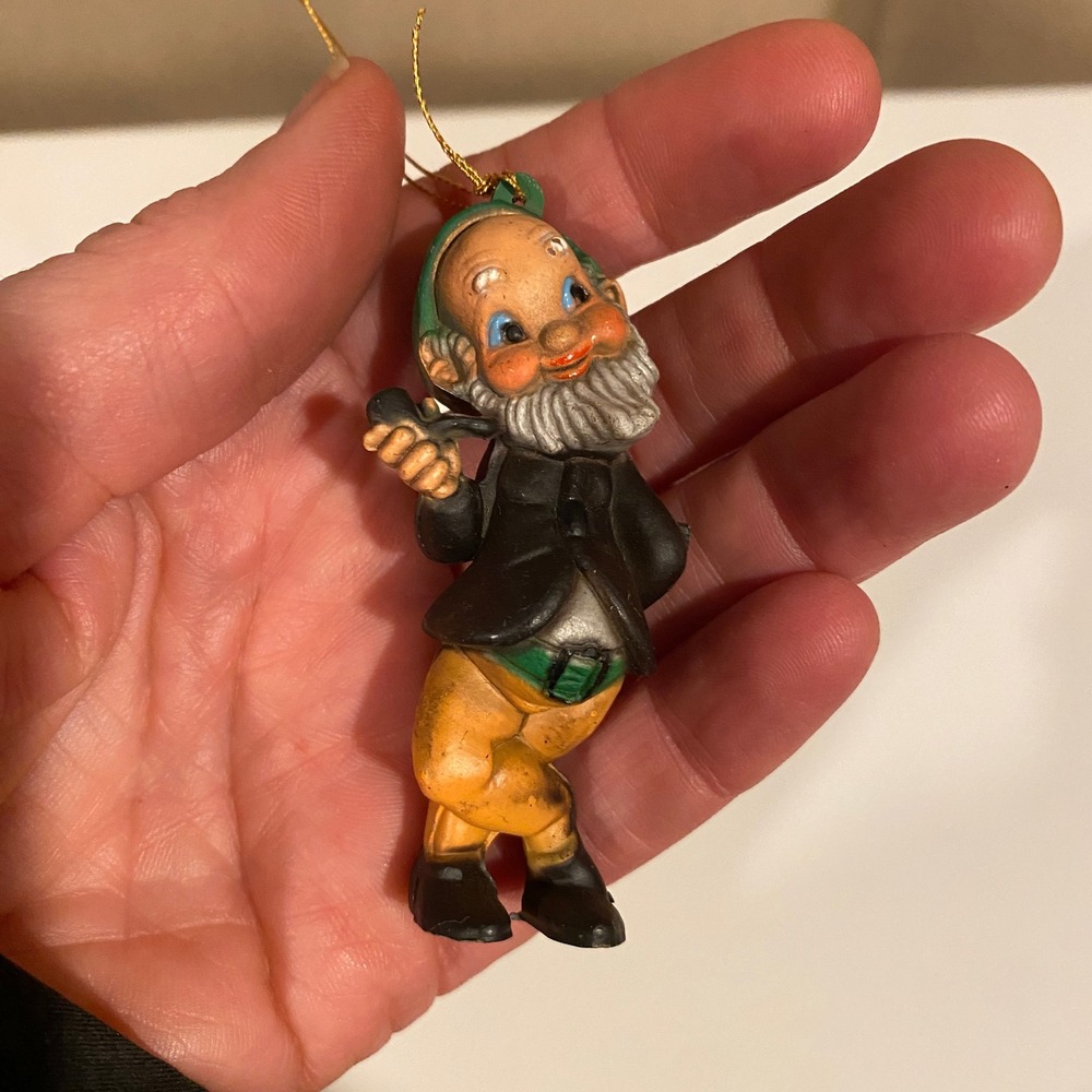 Vintage Elf Ornament Smoking Pipe Retro Kitsch Holiday‎ Decoration